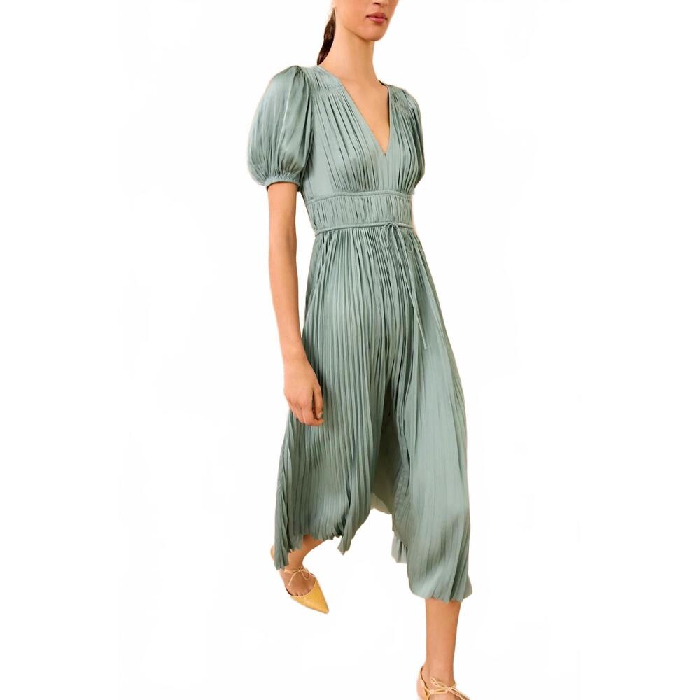 NEW ULLA JOHNSON audra puff sleeve dress in seaglass